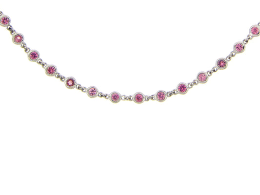 PINK SAPPHIRE CHAIN, 40",   SILVER (H)