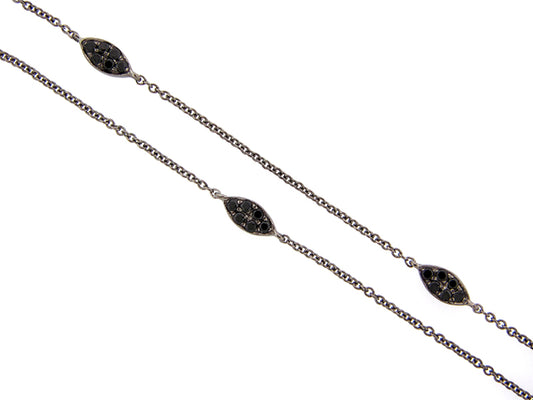 BLACK SPINEL CHAIN, 16", BLACK FINISH, SILVER (N)