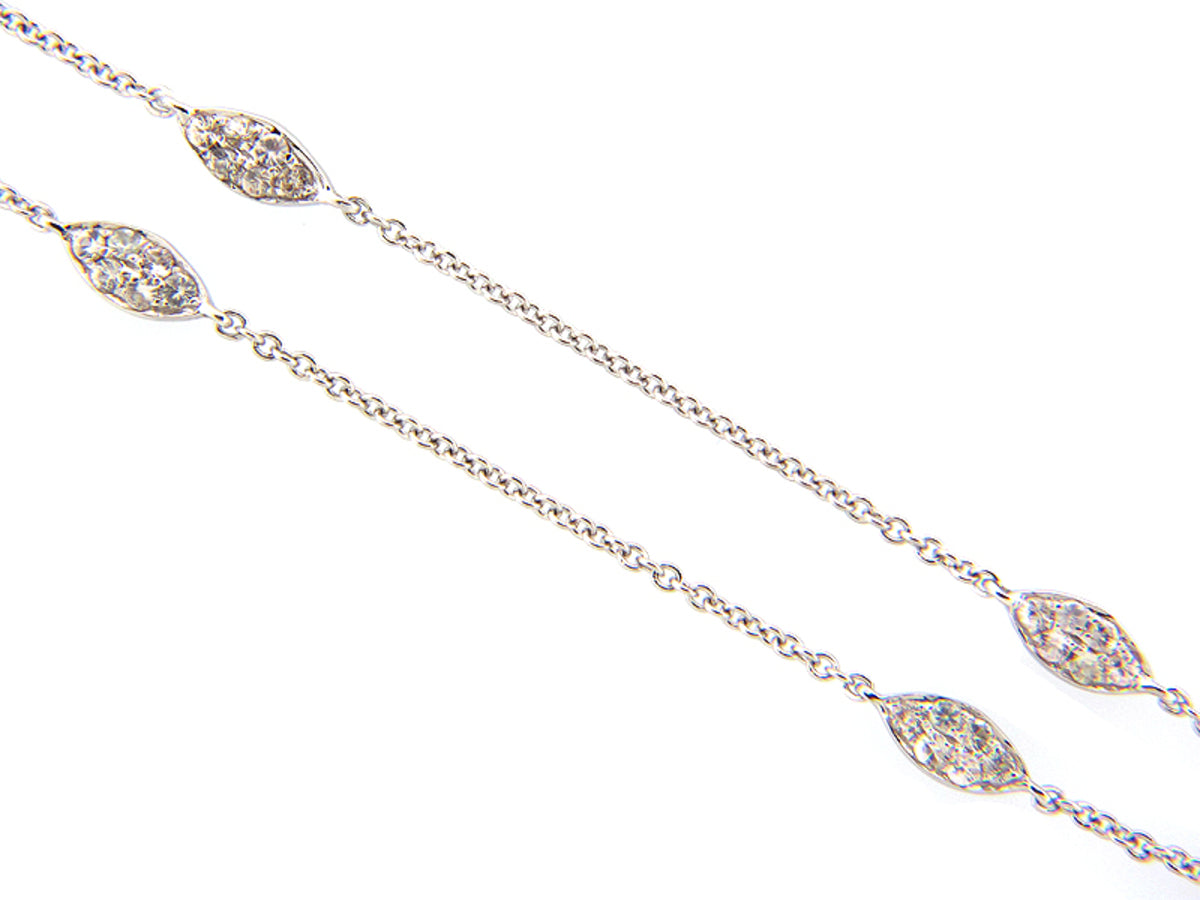 WHITE SAPPHIRE CHAIN, 16", SILVER (E)