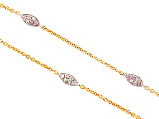 WHITE SAPPHIRE CHAIN, 16", SILVER, WHITE/YELLOW FINISH (H)