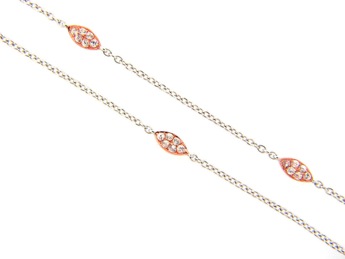WHITE SAPPHIRE CHAIN, 16", SILVER, WHITE/ROSE FINISH, (E)