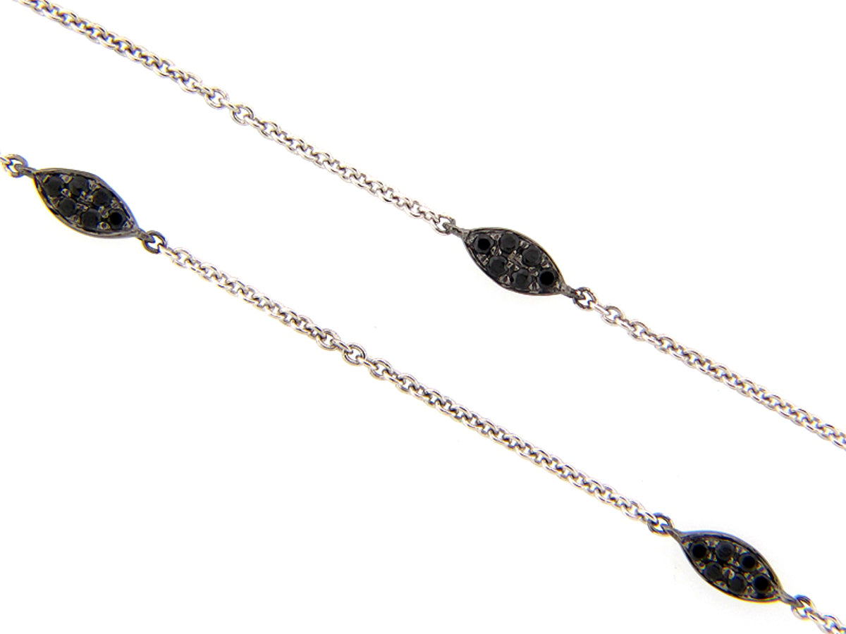 BLACK SPINEL CHAIN, 18", SILVER (N)