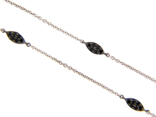 BLACK SPINEL CHAIN, 18", SILVER (N)