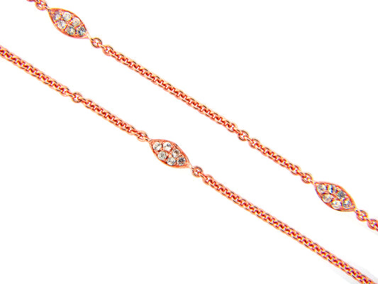 WHITE SAPPHIRE CHAIN, 18", ROSE FINISH, SILVER (H)