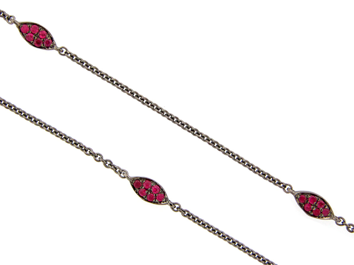 RUBY CHAIN, 28", BLACK FINISH, SILVER (H)