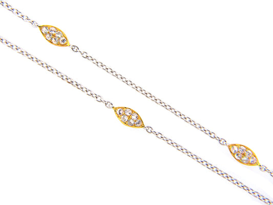 WHITE SAPPHIRE CHAIN, 32", WHITE/YELLOW FINISH, SILVER (H)
