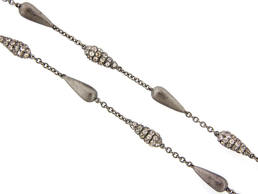 WHITE SAPPHIRE NECKLACE, BLACK FINISH, SILVER,  (H)