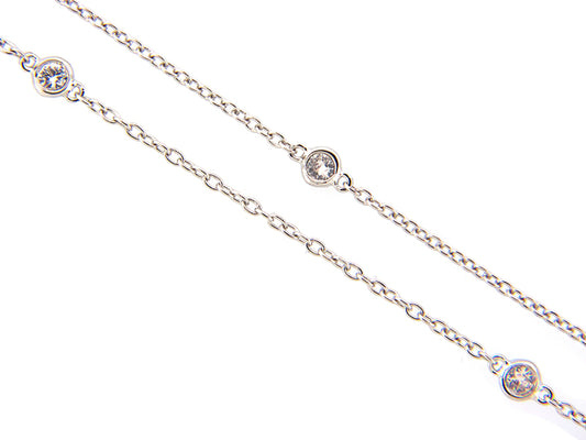 WHITE SAPPHIRE CHAIN, 16", SILVER (E)