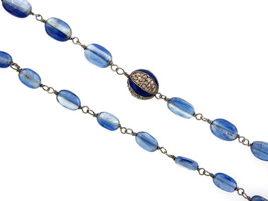 KAYANITES & BROWN DIAMOND NECKLACE, 50" LONG, SILVER (N)