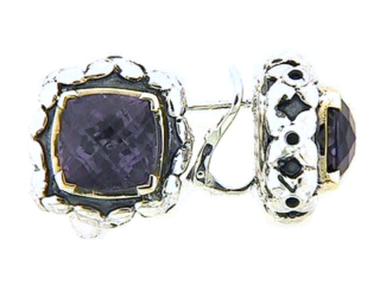 AMETHYST EARRING, SILVER/18K (E)