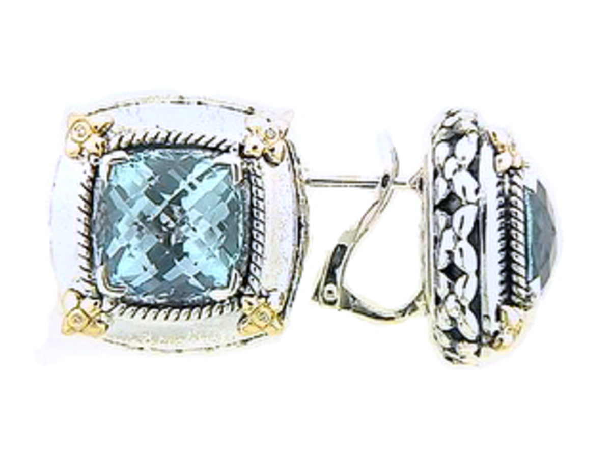 BLUE TOPAZ & DI EARRING