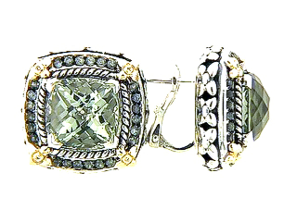 GREEN AM, GREEN SAPPHIRE & DIAMOND EARRING