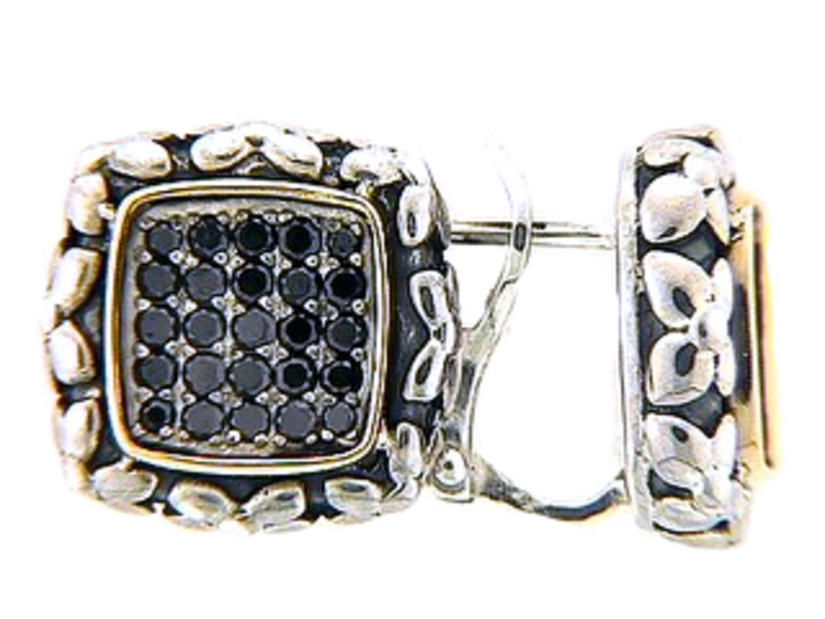 BLACK DIAMOND EARRING, SILVER/18K (R)