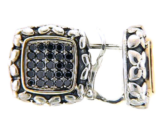 BLACK DIAMOND EARRING, SILVER/18K (R)