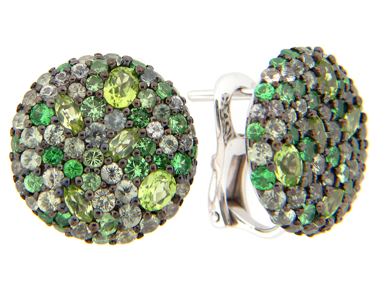 TSAVORITE/FANCY SAPPHIRE/PERIDOT EARRING, SILVER (N/E)