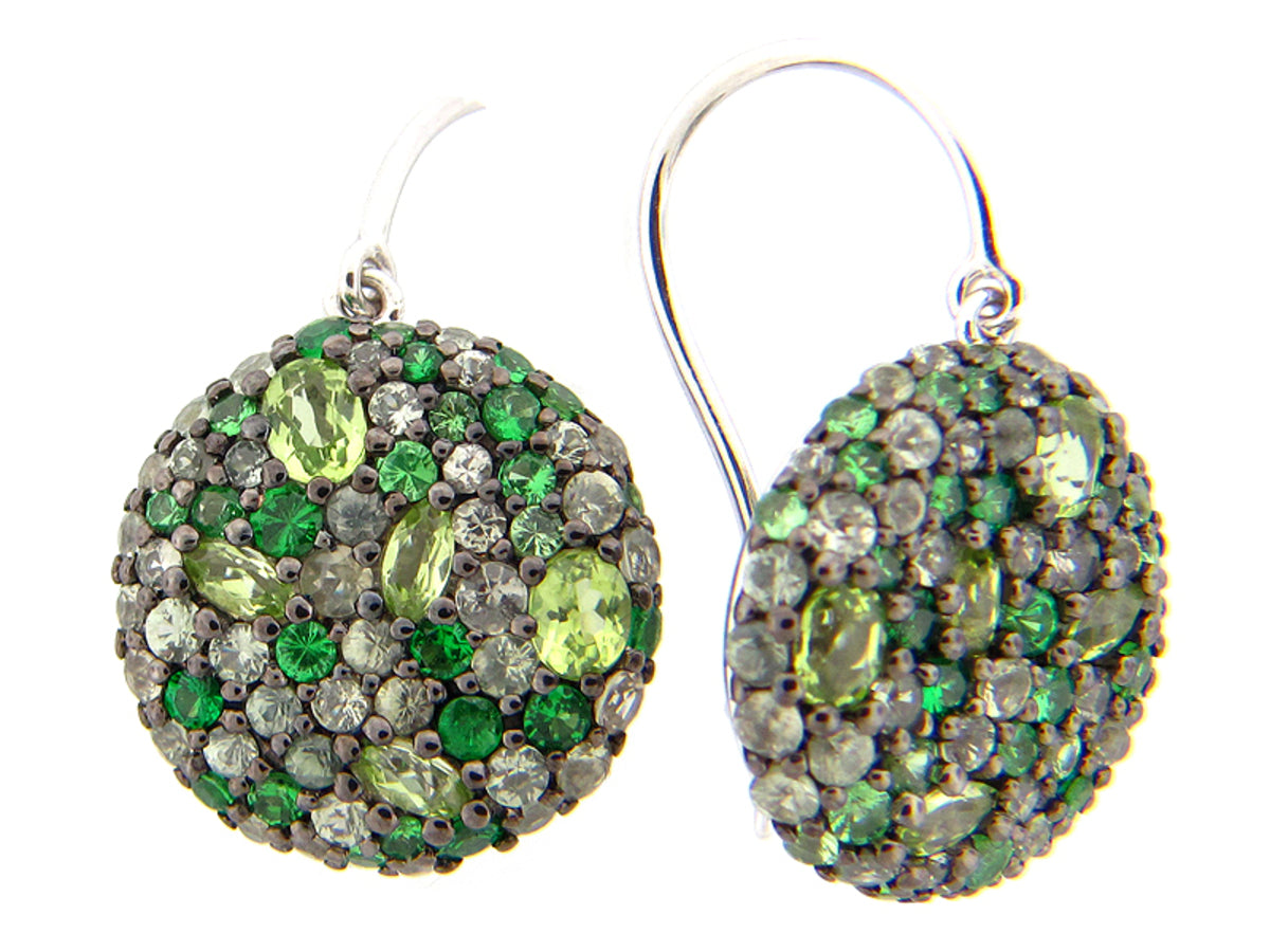 TSAVORITE/FANCY SAPPHIRE/PERIDOT EARRING, SILVER (N/E)