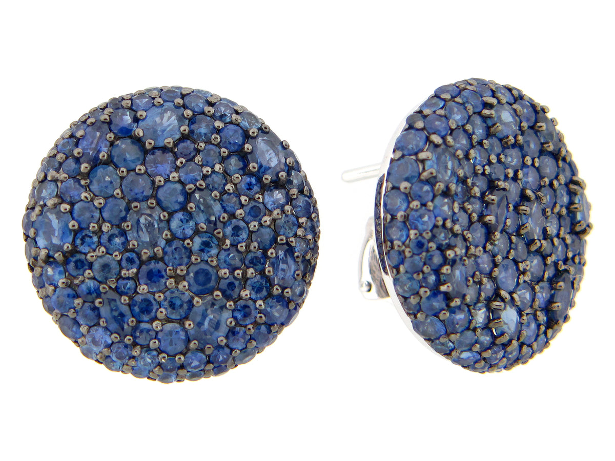 SAPPHIRE DISC EARRING, SILVER (H)