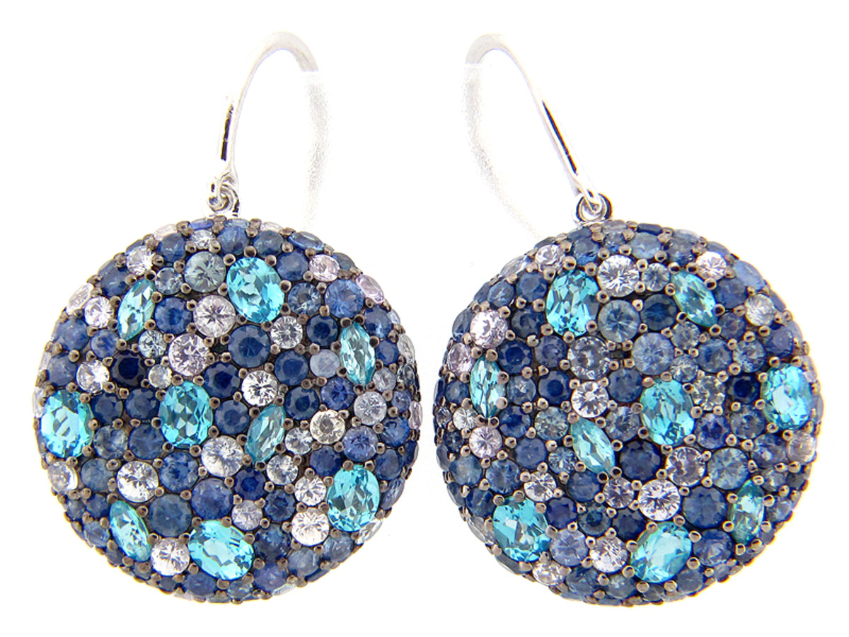 SAPPHIRE/BLUE TOPAZ EARRING, SILVER (E/R)