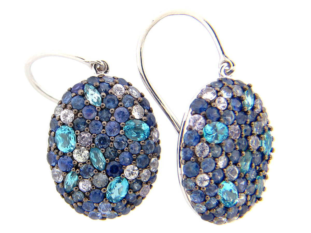 SAPPHIRE/BLUE TOPAZ EARRING, SILVER (E/R)