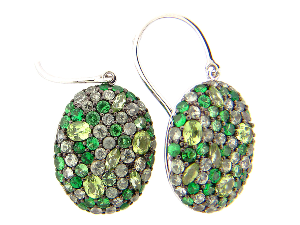 TSAVORITE/FANCY SAPPHIRE/PERIDOT EARRING, SILVER (N/E)