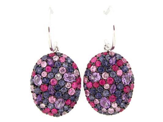 FANCY SAPPHIRE/IOLITE/AMETHYST EARRING, SILVER (H)
