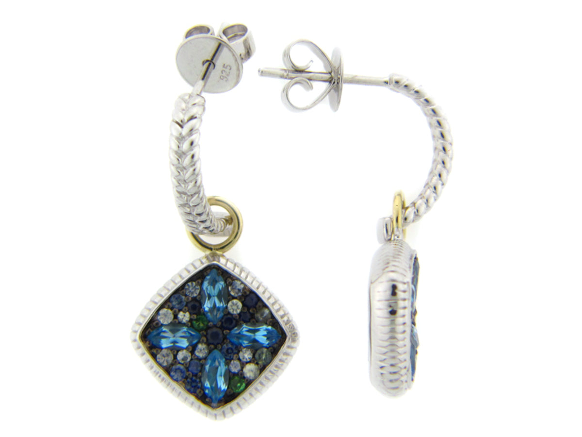 FANCY SA/TSAVORITE/BLUE TOPAZ EARRING
