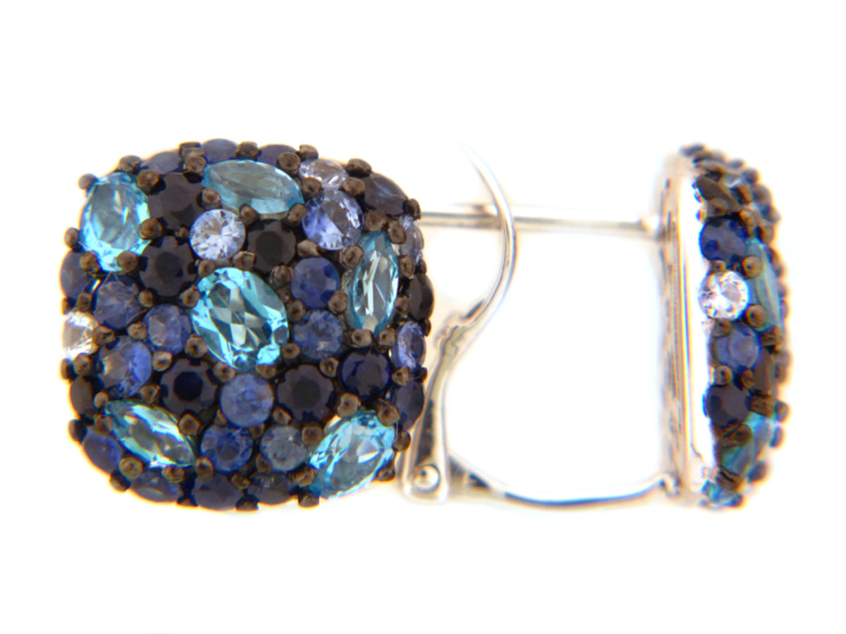 SAPPHIRE/BLUE TOPAZ EARRING, SILVER (E/R)