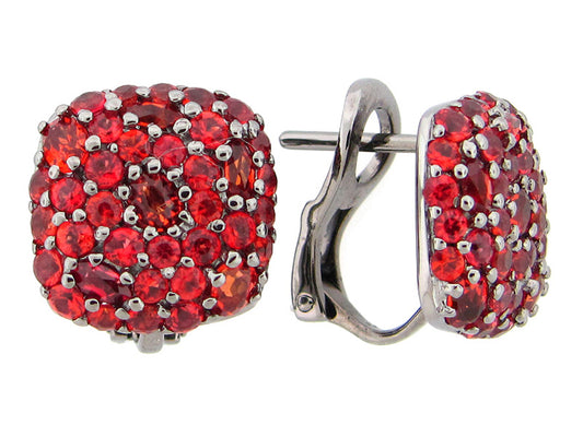 ORANGE SAPPHIRE EARRING, BLACK FINISH, SILVER (H/U)