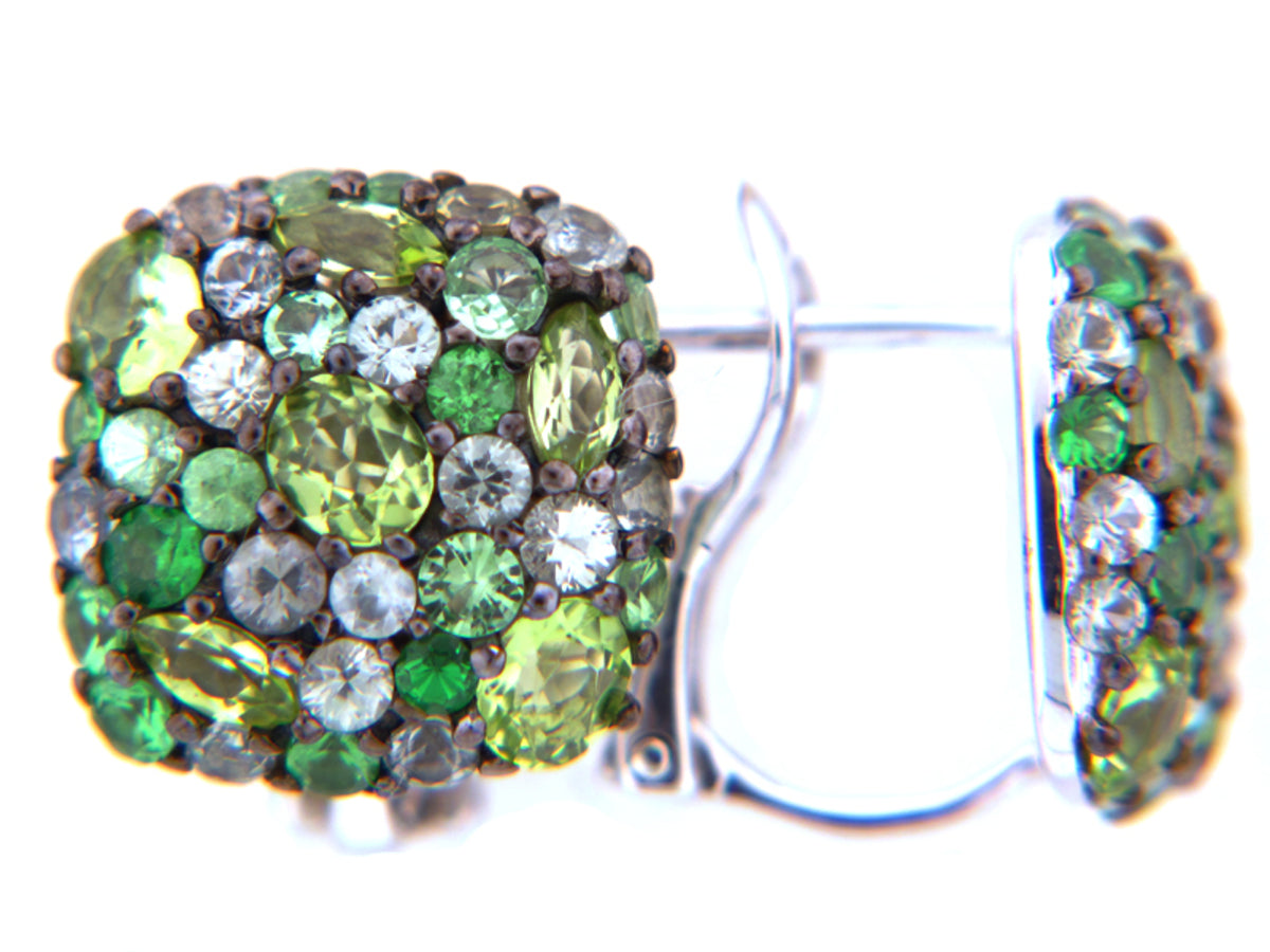 TSAVORITE/FANCY SAPPHIRE/PERIDOT EARRING, SILVER (N/E)