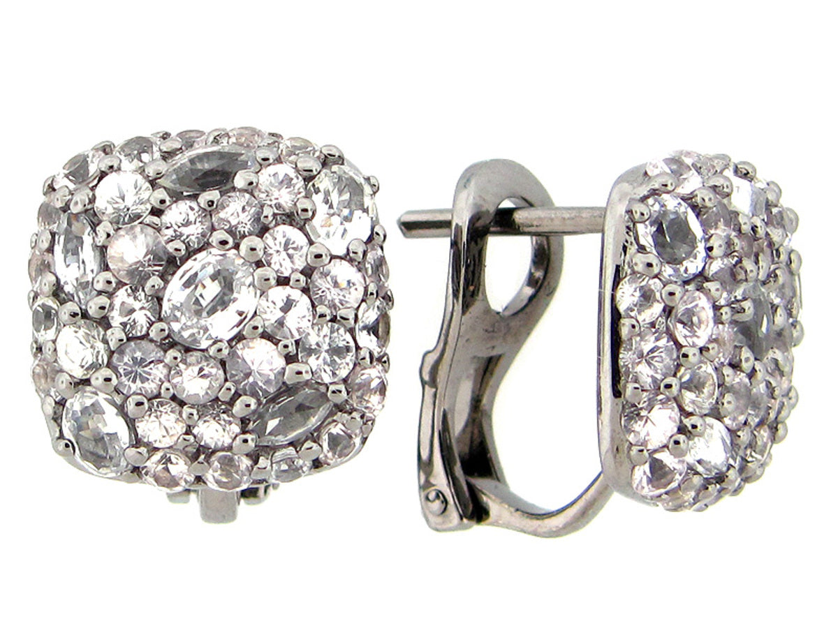 WHITE SAPPHIRE EARRING, BLACK FINISH, SILVER (H)