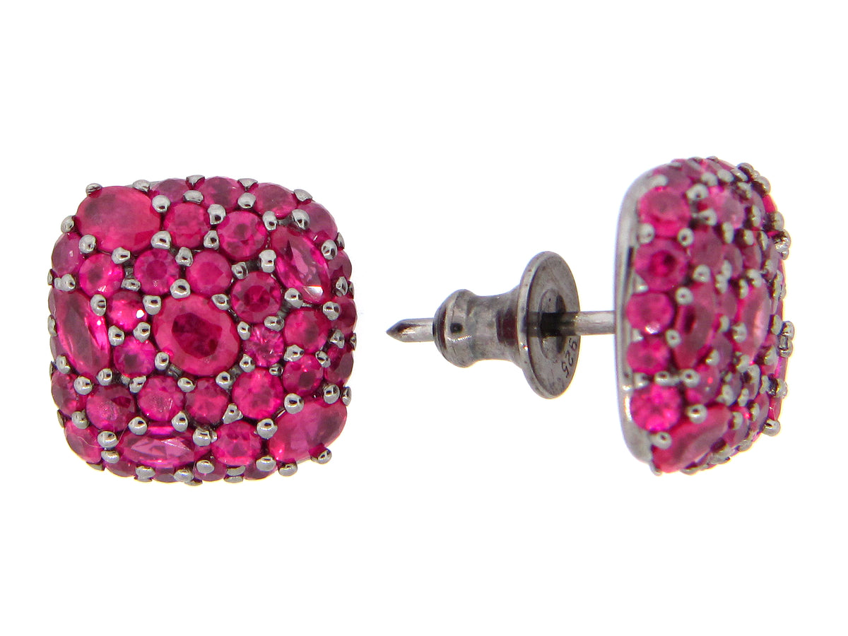 RUBY EARRING, BLACK FINISH,  SILVER (H)