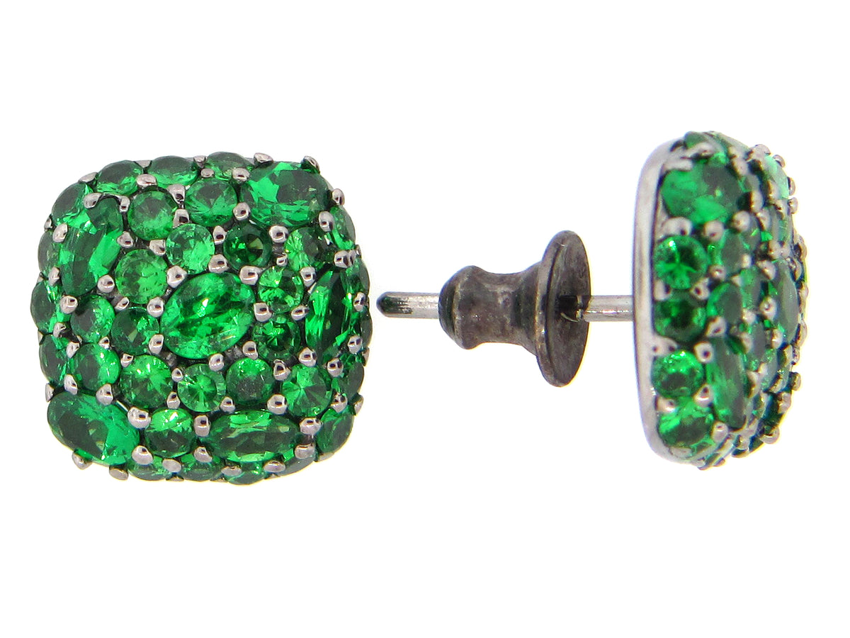 TSAVORITE EARRING,  BLACK FINISH, SILVER (N)