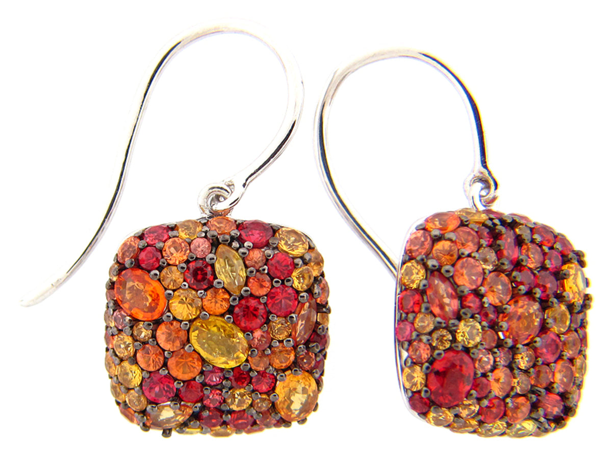 ORANGE SAPPHIRE EARRING, SILVER (E/U)