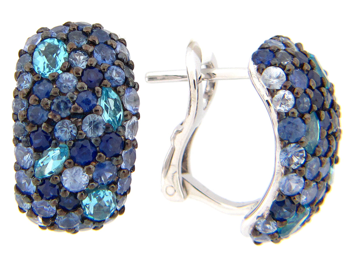 SAPPHIRE/BLUE TOPAZ EARRING, SILVER (E/R)