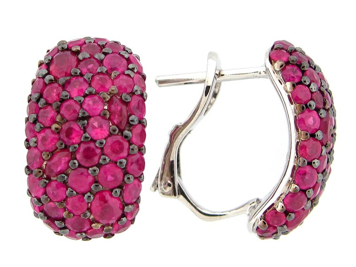 RUBY EARRING, SILVER (H)