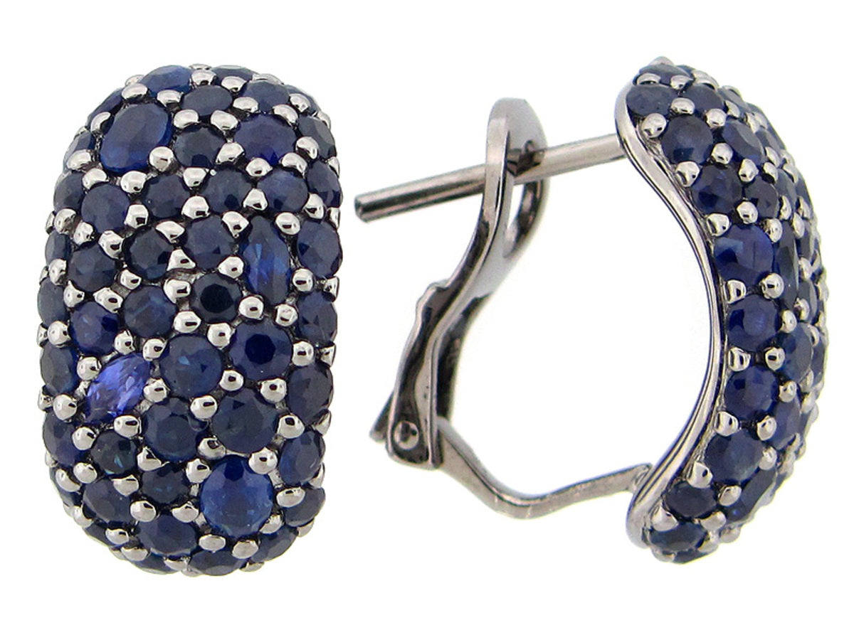 SAPPHIRE EARRING, BLACK FINISH, SILVER (H)