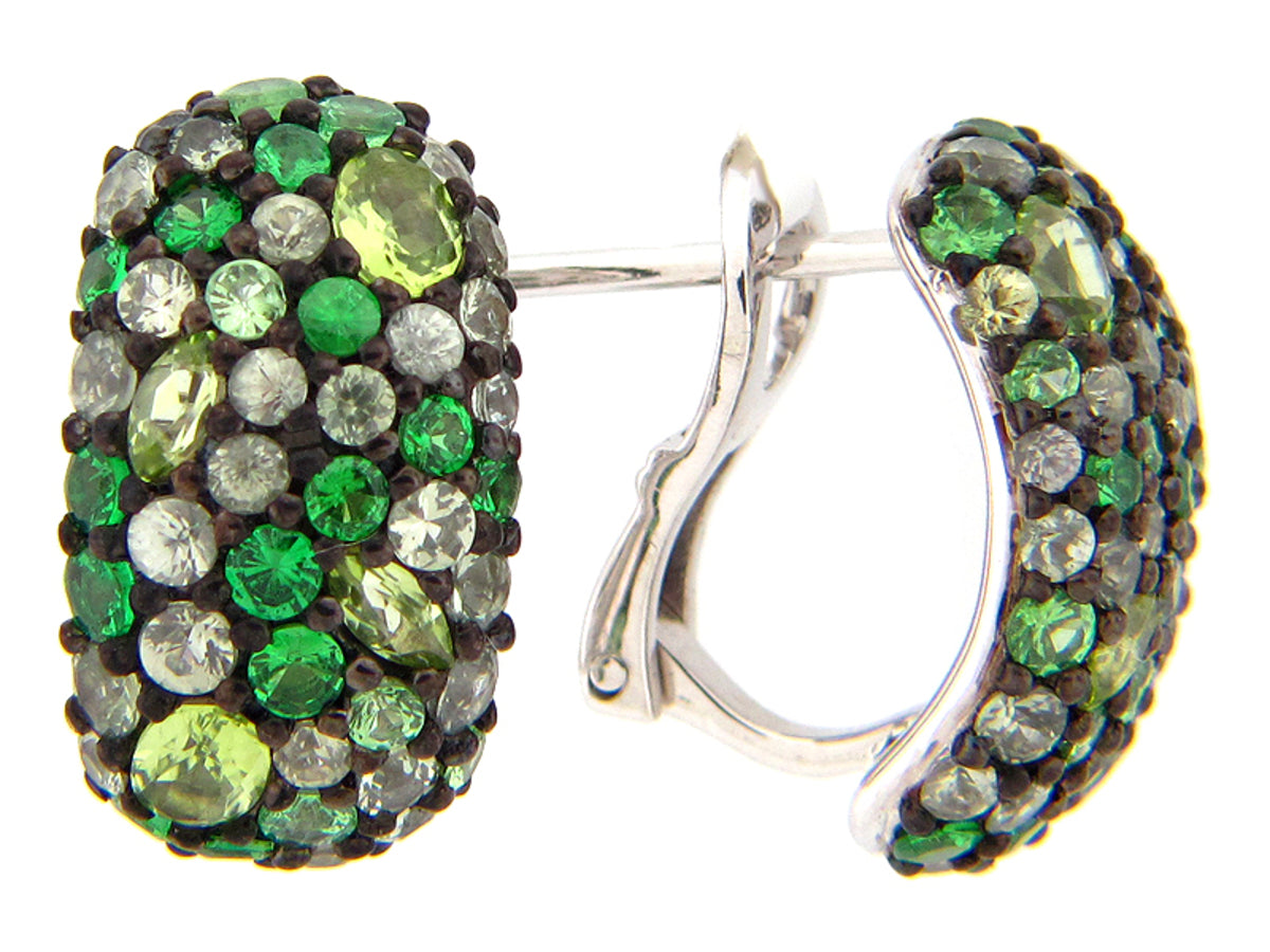 TSAVORITE/FANCY SAPPHIRE/PERIDOT EARRING,SILVER (N/E)