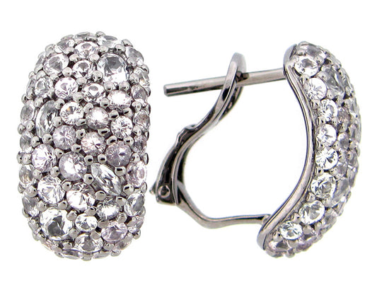 WHITE SAPPHIRE EARRING, BLACK FINISH, SILVER (H)