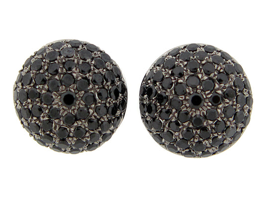 BLACK SPINEL EARRING, SILVER (N)