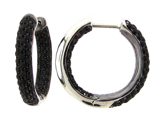 BLACK SPINEL EARRING, SILVER (N)