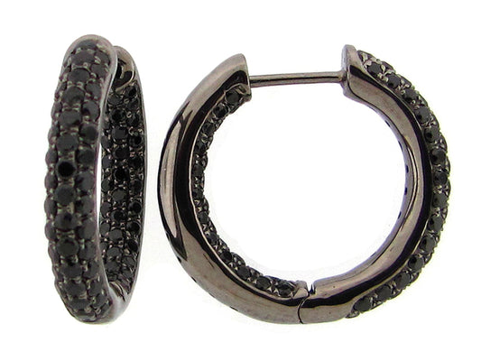 BLACK SPINEL EARRING, BLACK FINISH, SILVER (N)