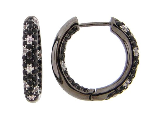 BLACK SPINEL & WHITE SAPPHIRE EARRING, BLACK FINISH
