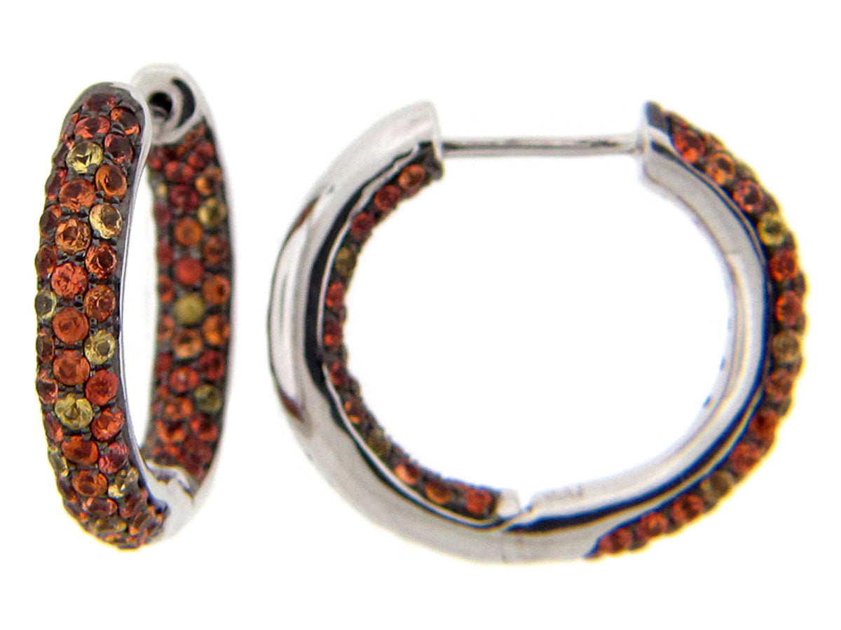 ORANGE & YELLOW SAPPHIRE EARRING, SILVER (E/U)