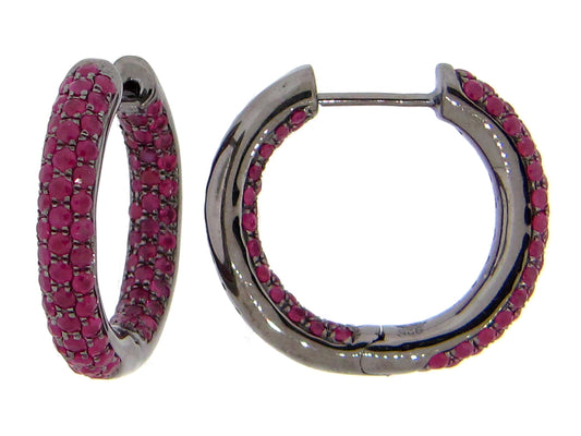 RUBY EARRING, BLACK FINISH, SILVER (H)