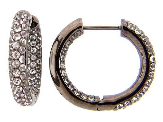 WHITE SAPPHIRE EARRING, BLACK FINISH, SILVER (E)