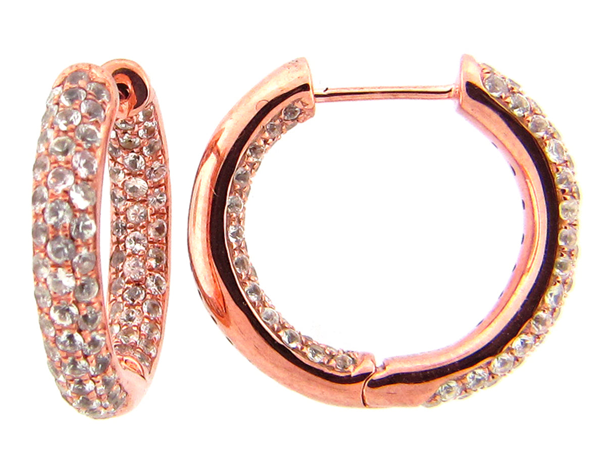 WHITE SAPPHIRE EARRING, ROSE FINISH, SILVER (E)