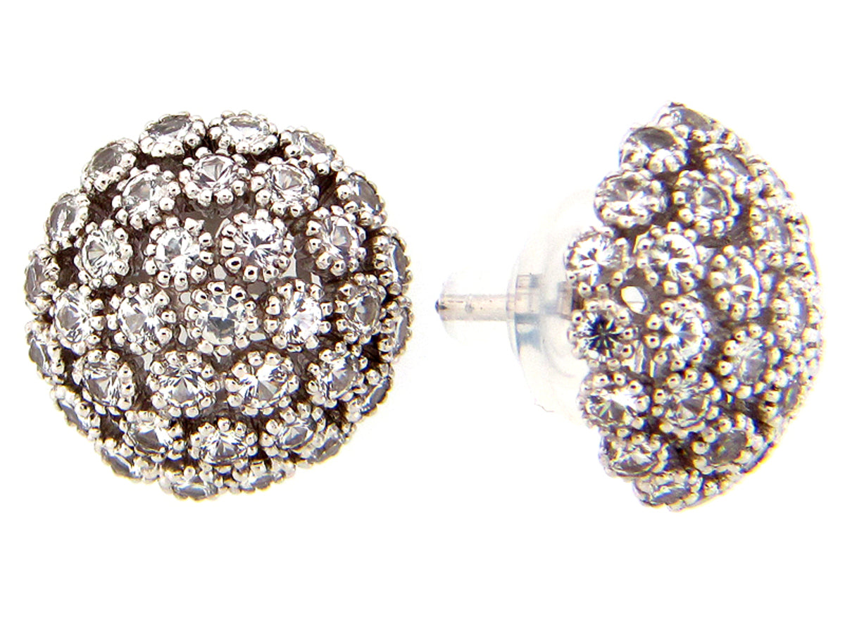 WHITE SAPPHIRE EARRING, SILVER (E)