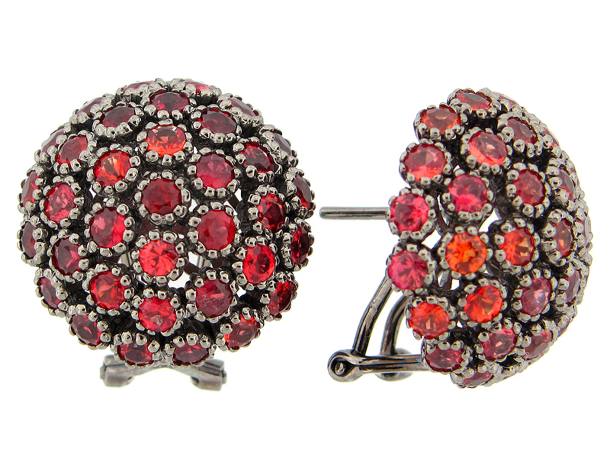 ORANGE SAPPHIRE EARRING, BLACK FINISH, SILVER (H/U)