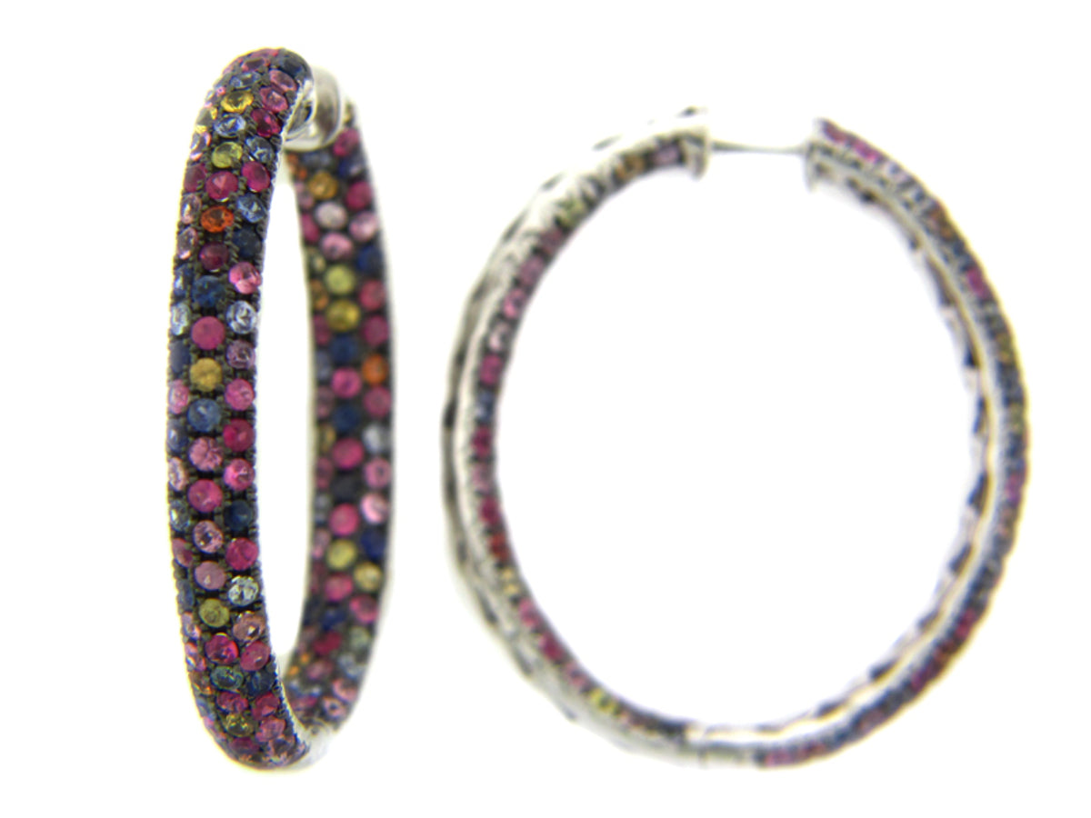 RAINBOW SAPPHIRE EARRING, SILVER (E/U)