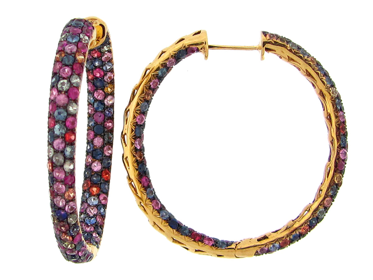 RAINBOW SAPPHIRE EARRING, YELLOW FINISH